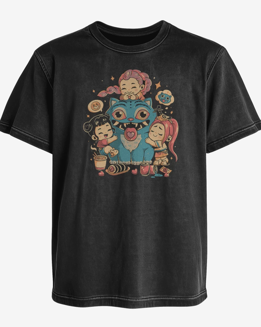 Polera desgastada Negro de Huntrx Kawai