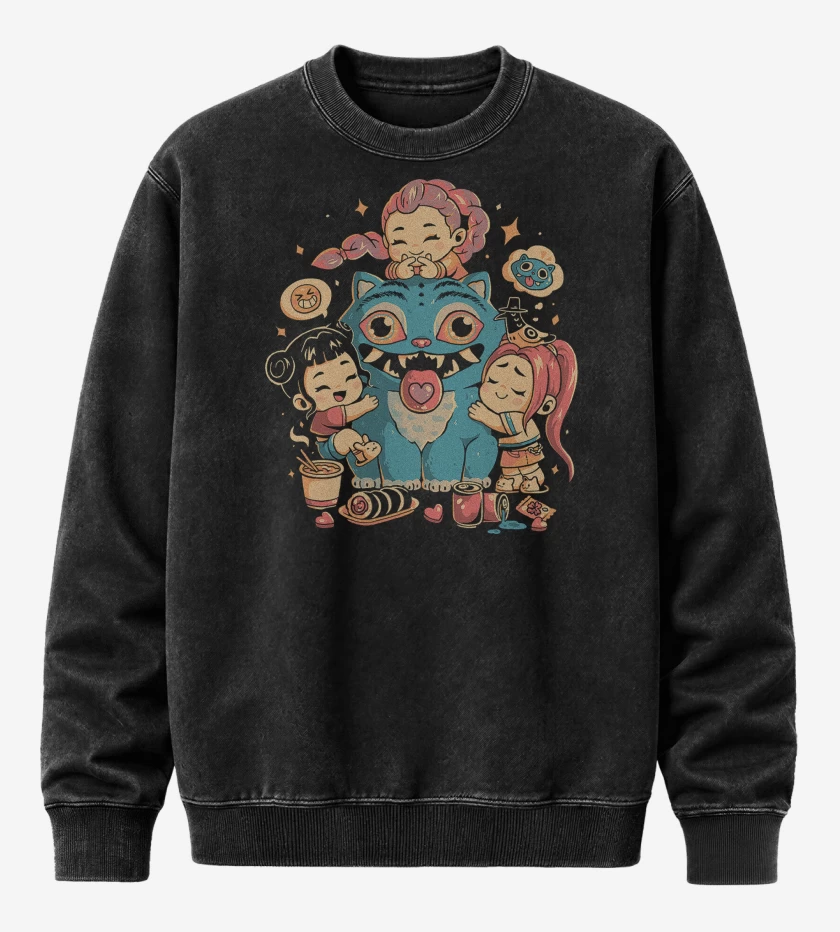 Poleron Polo Acid Wash Negro de Huntrx Kawai