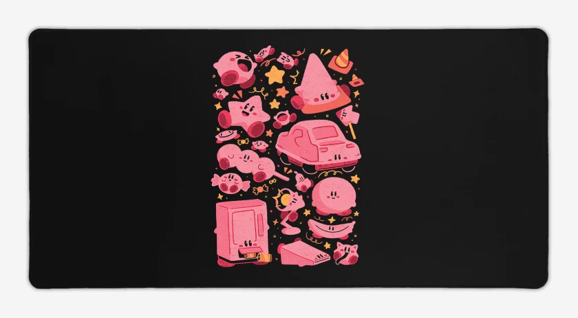 Mouse pad Gamer Negro de Kirby Rosado 