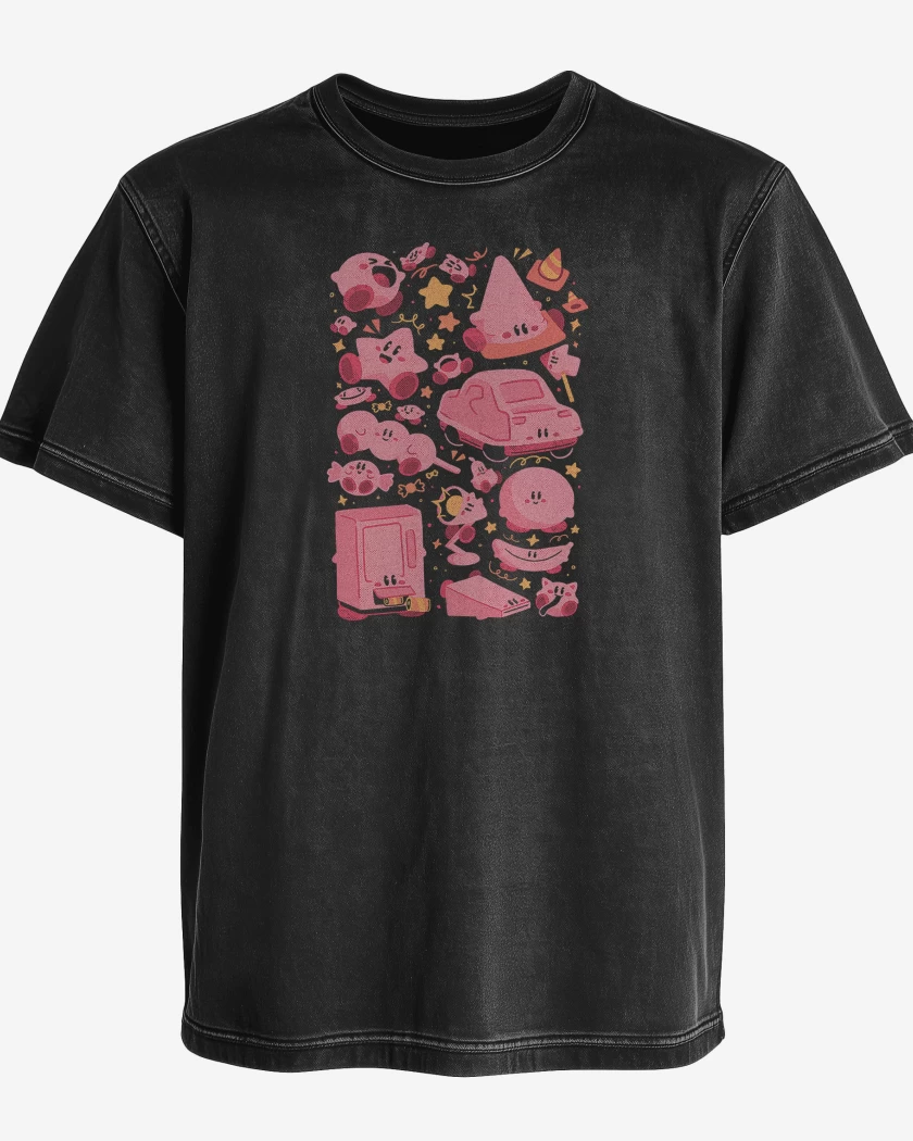 Polera desgastada Negro de Kirby Rosado 
