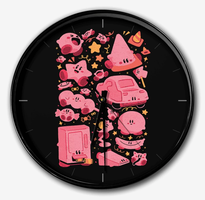 Reloj Negro de Kirby Rosado 