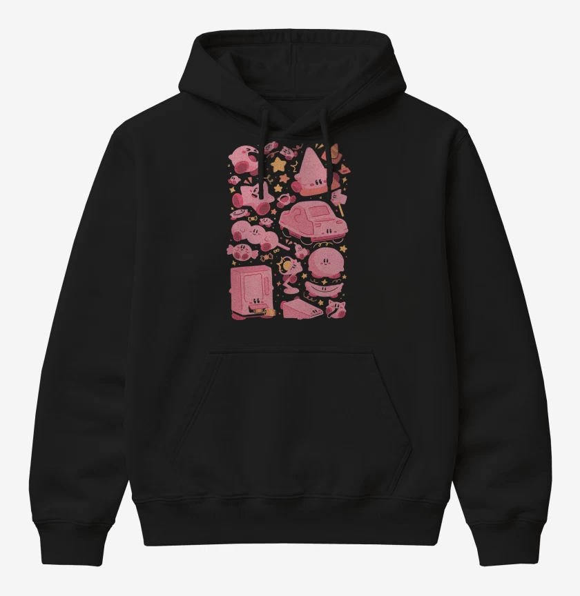 Poleron Canguro básico Negro de Kirby Rosado 