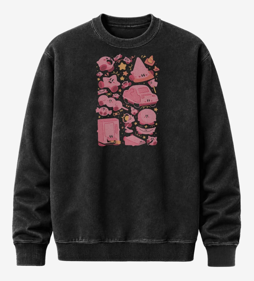 Poleron Polo Acid Wash Negro de Kirby Rosado 