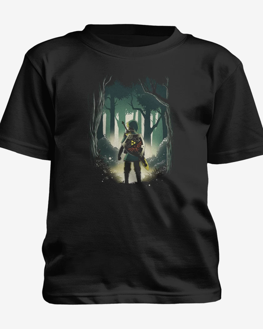 Polera de niño Negro de Héroe en el bosque