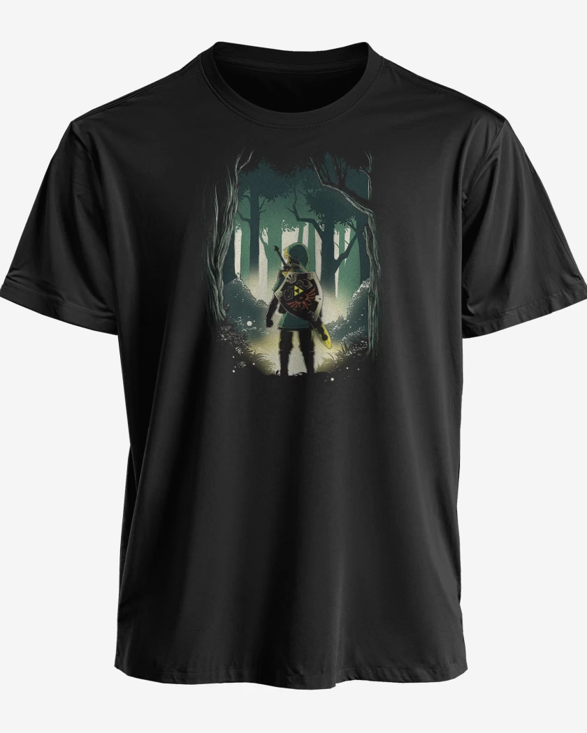 Polera premium Negro de Héroe en el bosque