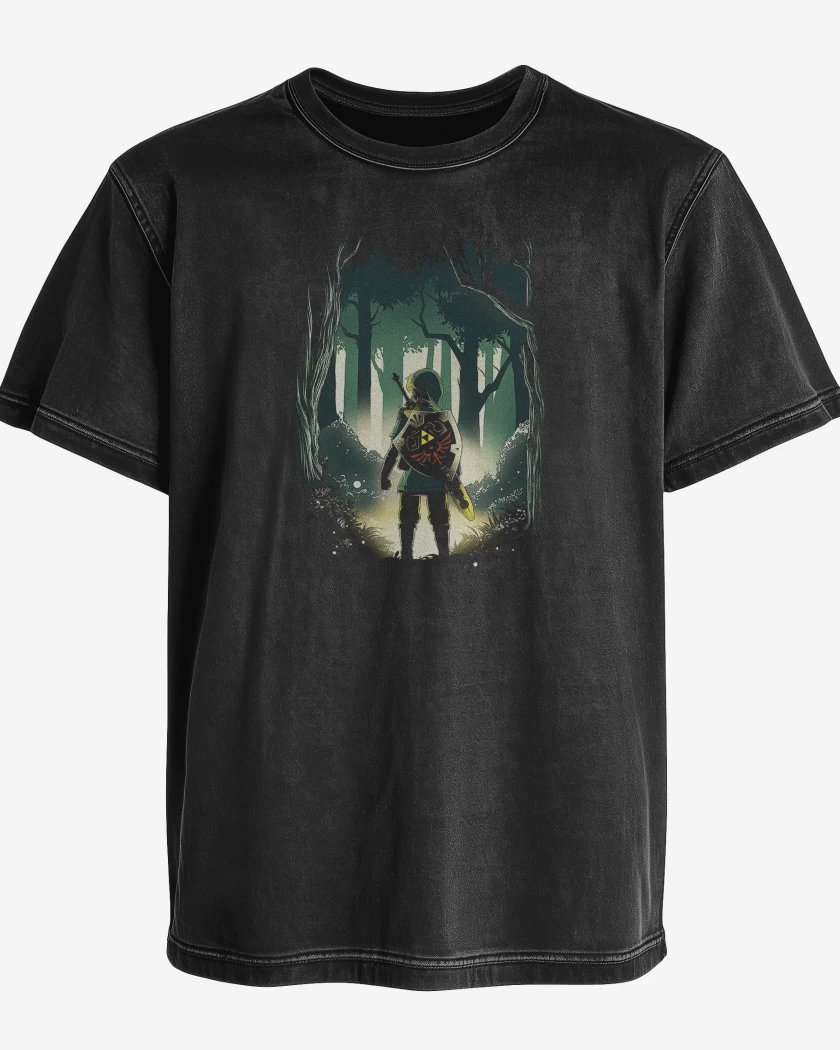 Polera desgastada Negro de Héroe en el bosque