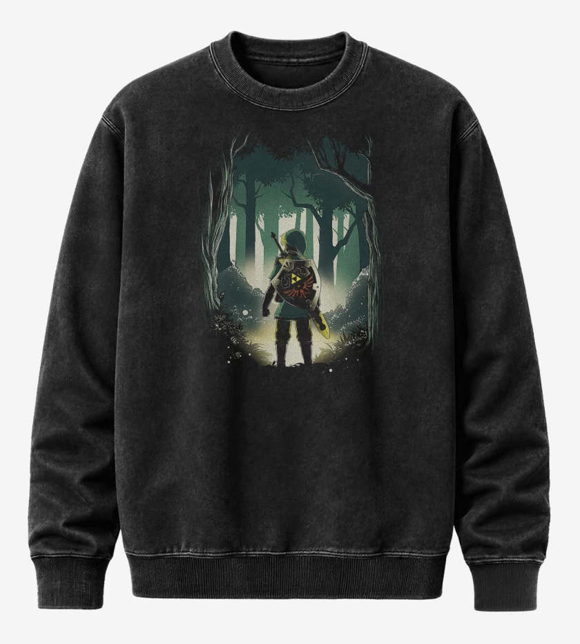 Poleron Polo Acid Wash Negro de Héroe en el bosque
