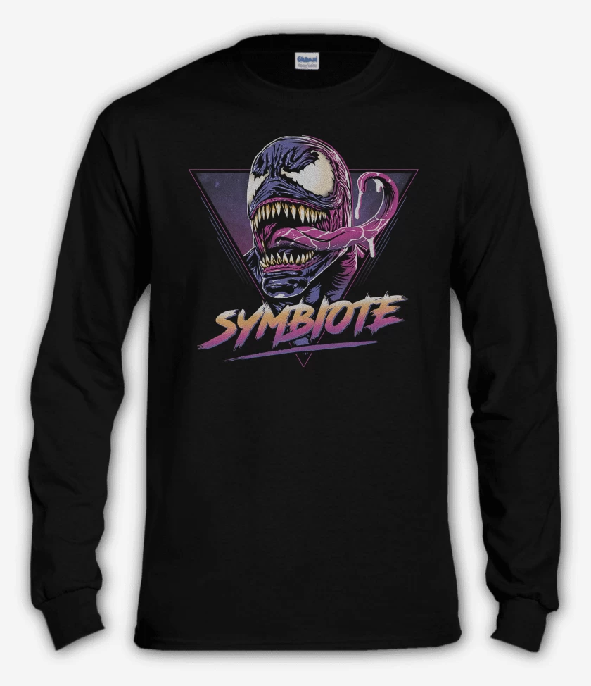 Polera manga larga Negro de Retro Simbionte 