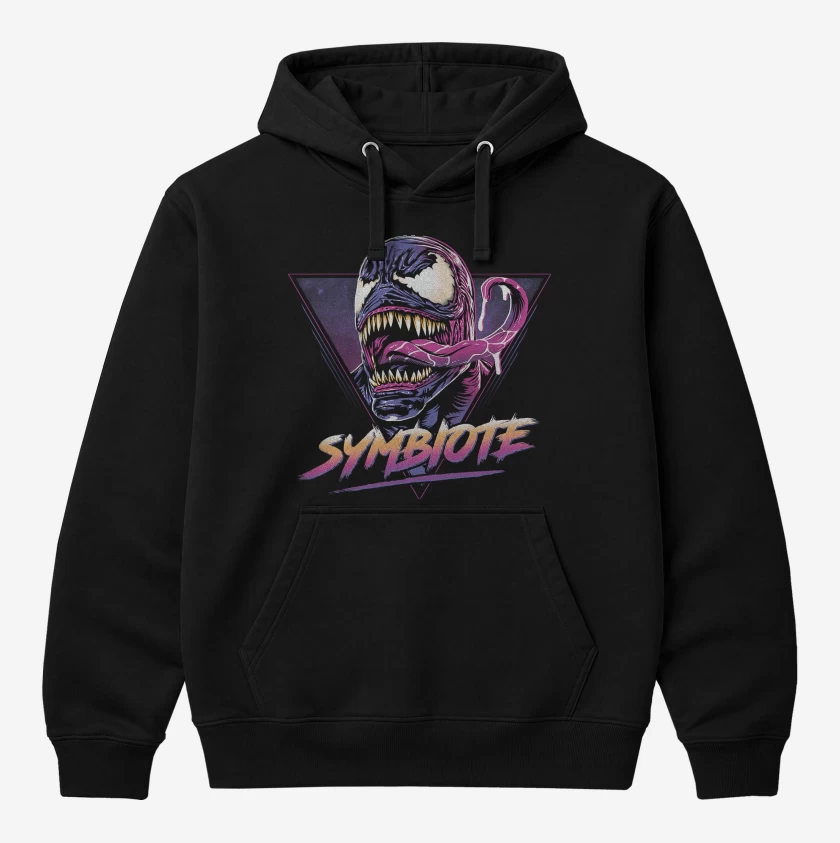 Polerón Canguro Negro de Retro Simbionte 