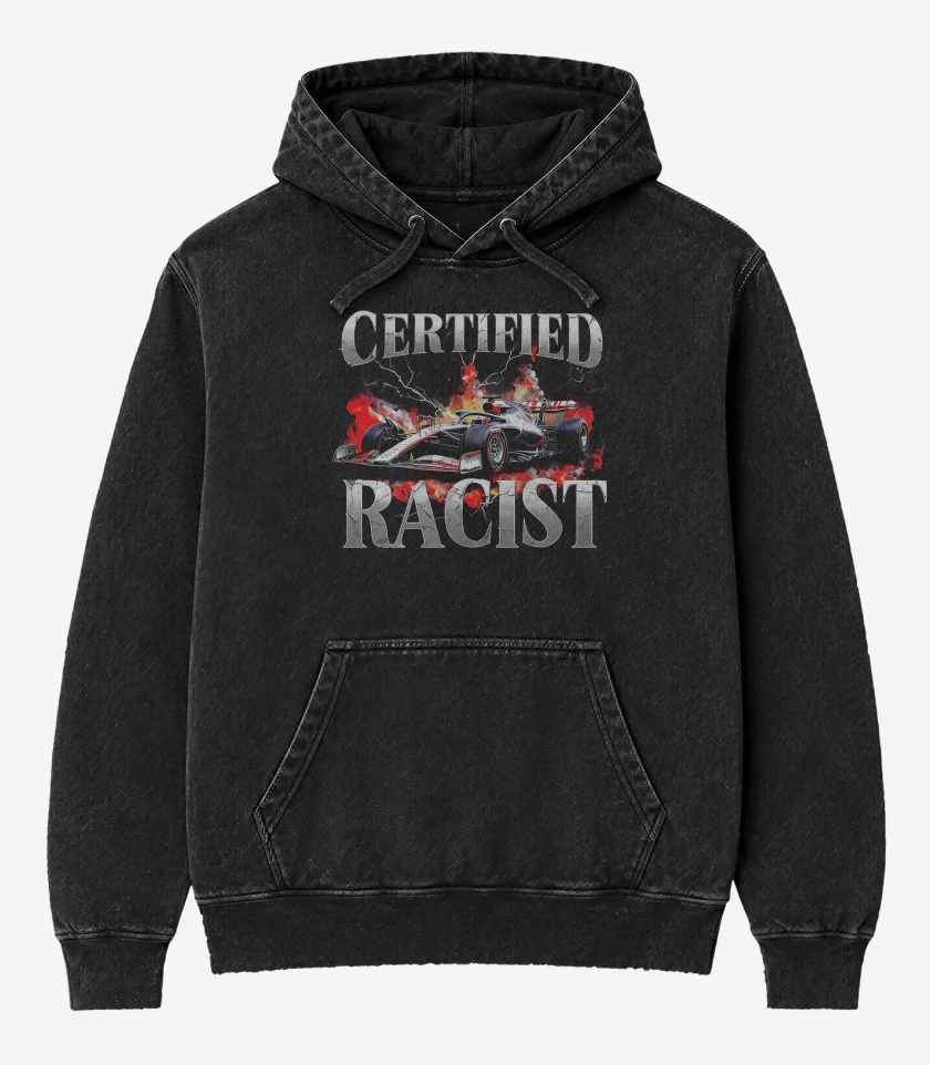 Poleron Canguro Acid Wash Negro de Certified Racist