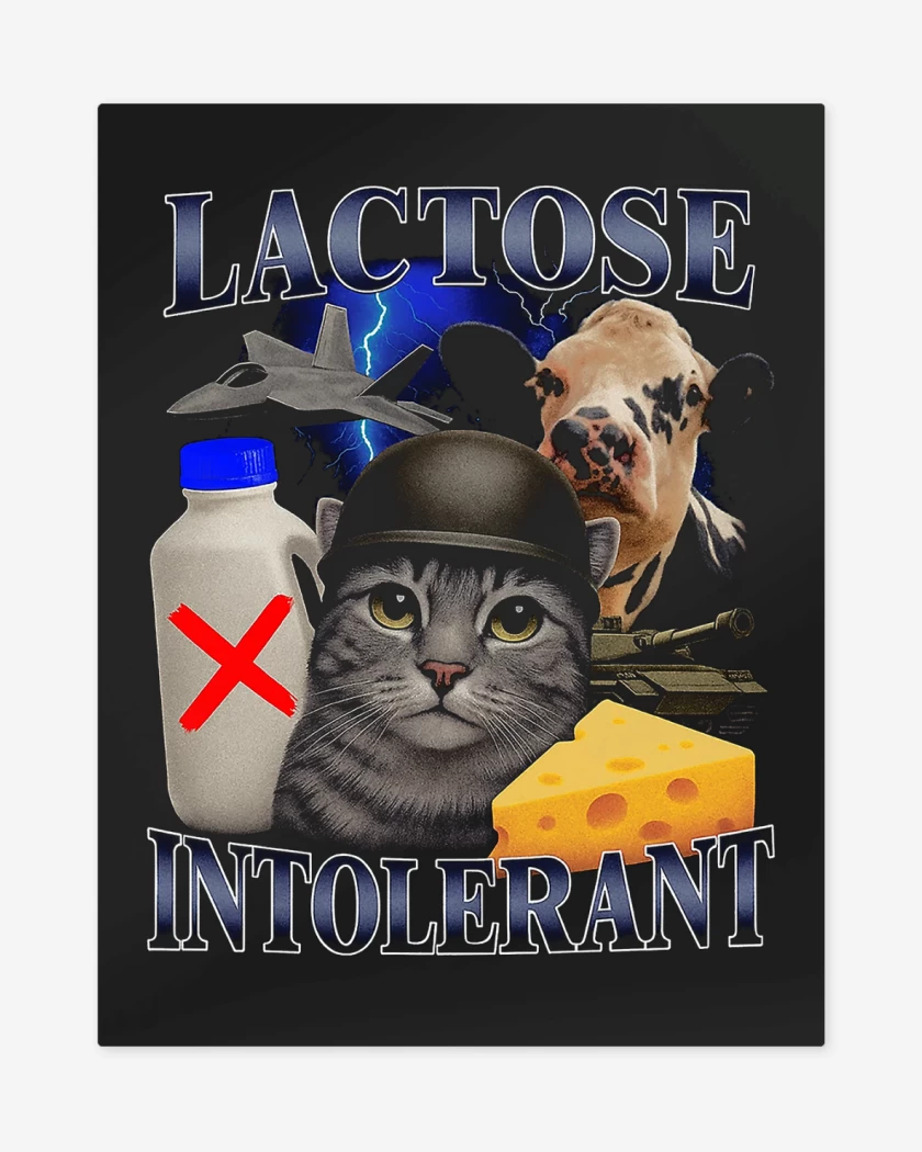 Print metalico Negro de Intolerante a la Lactosa