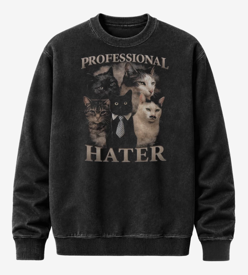 Poleron Polo Acid Wash Negro de Hater Profesional