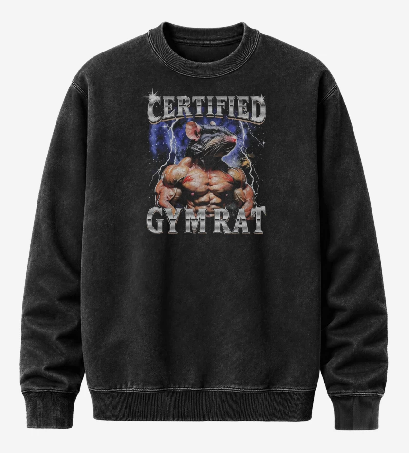 Poleron Polo Acid Wash Negro de GYM RAT