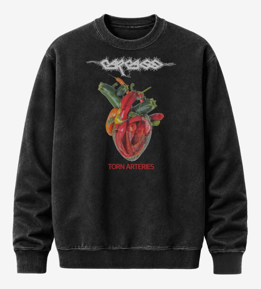 Poleron Polo Acid Wash Negro de Carcass Torn Arteries