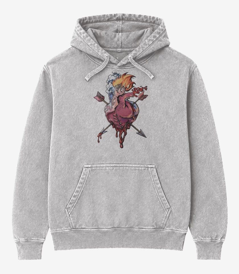 Poleron Canguro Acid Wash Gris Melange de In love