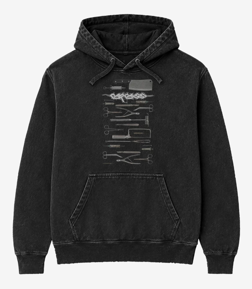 Poleron Canguro Acid Wash Negro de Carcass Surgical