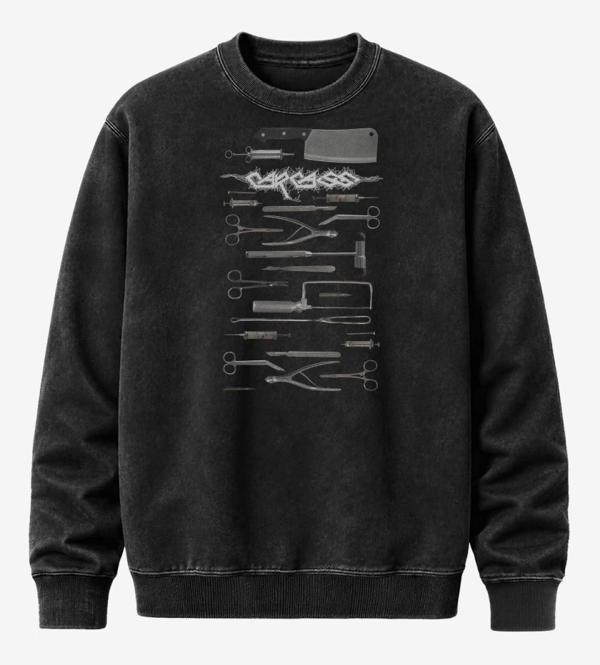 Poleron Polo Acid Wash Negro de Carcass Surgical