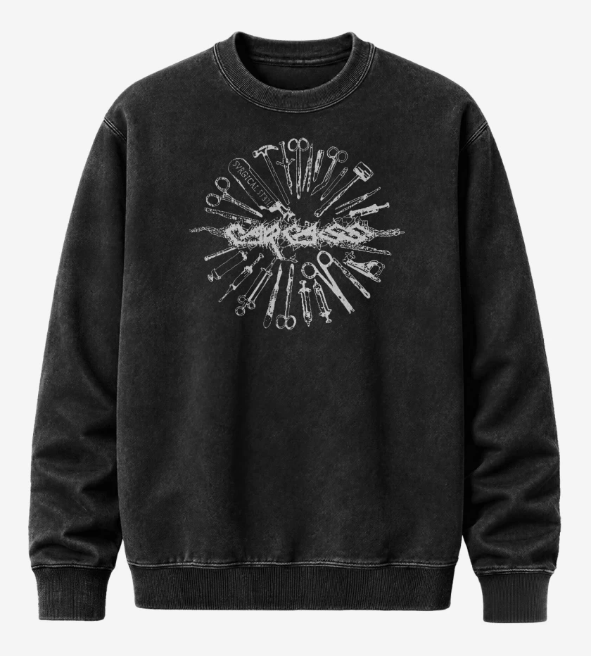 Poleron Polo Acid Wash Negro de Carcass Surgical Steel