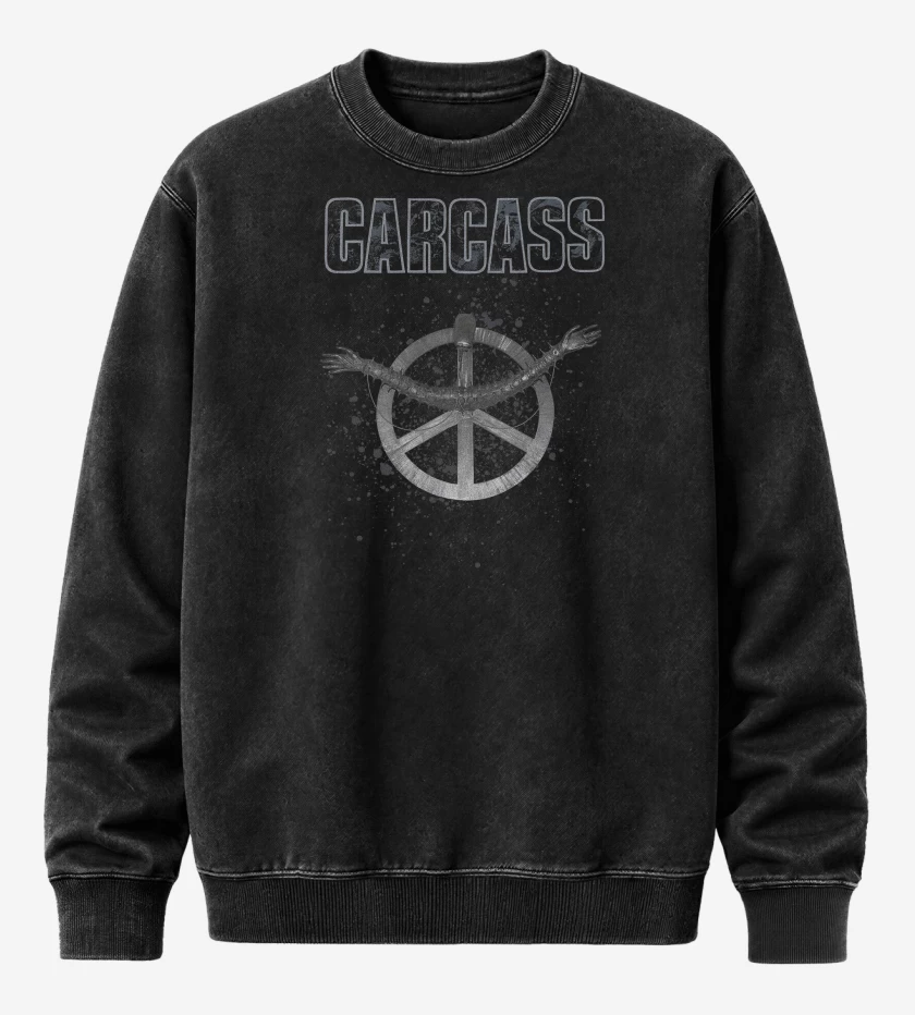 Poleron Polo Acid Wash Negro de Carcass Heartwork