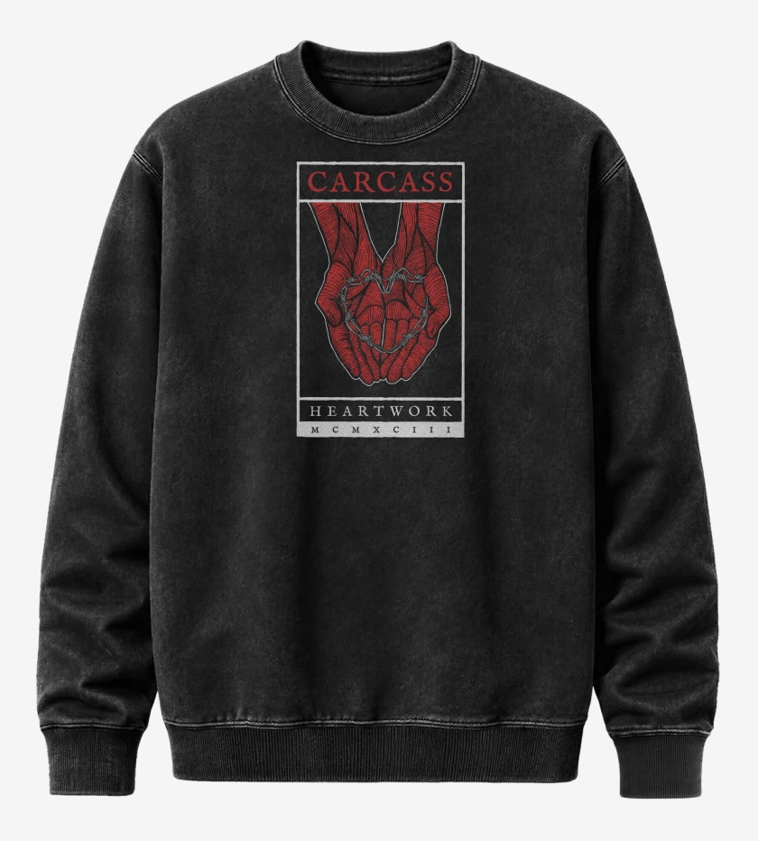 Poleron Polo Acid Wash Negro de Carcass Heart