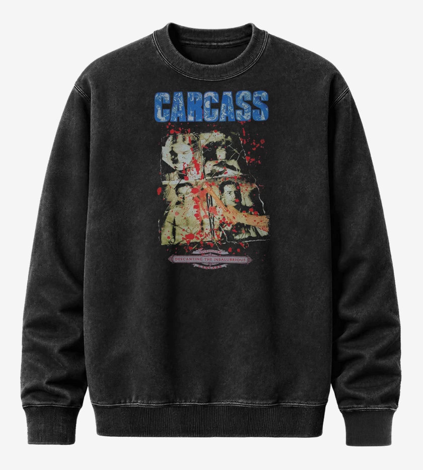 Poleron Polo Acid Wash Negro de Carcass Necro