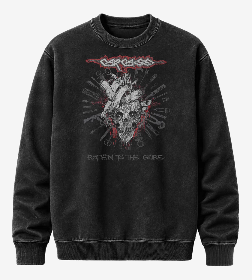 Poleron Polo Acid Wash Negro de Carcass Rotten to the Core