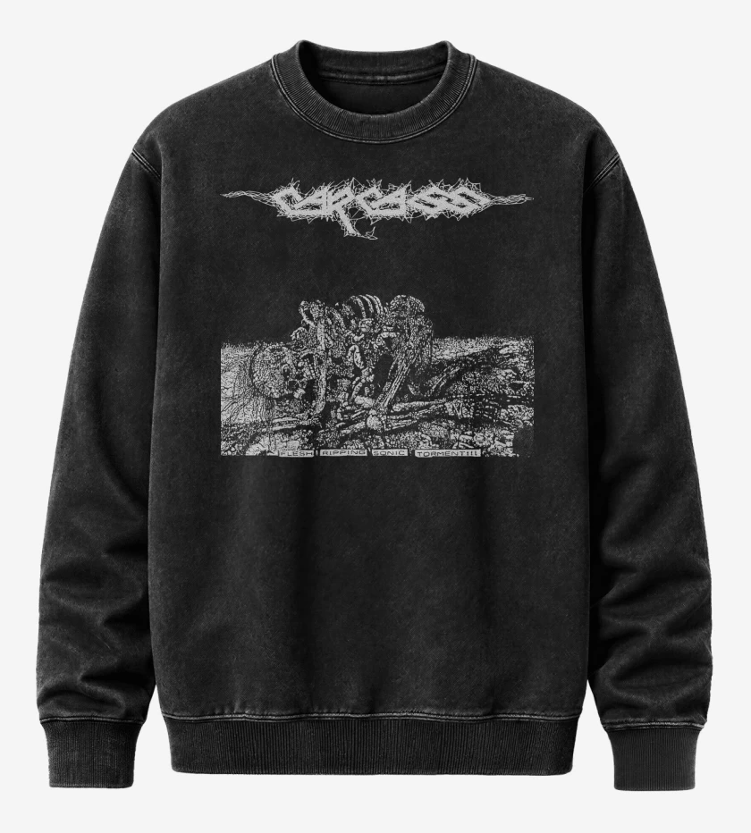 Poleron Polo Acid Wash Negro de Carcass Sonic Torment