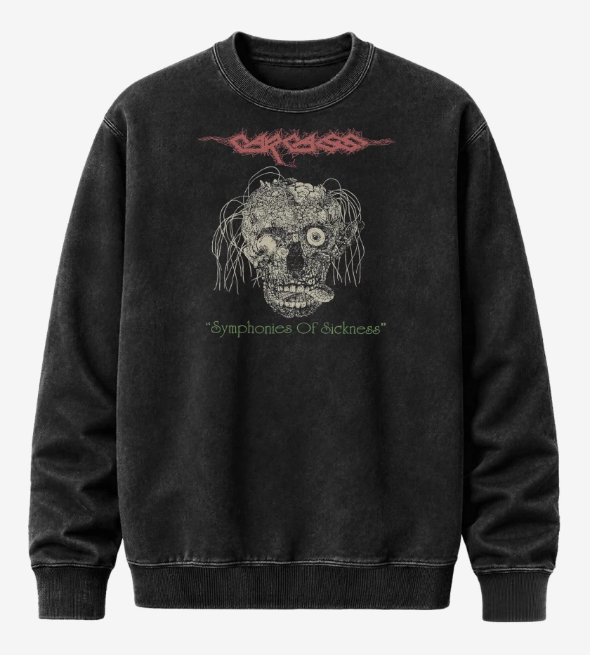 Poleron Polo Acid Wash Negro de Carcass Symphonies 