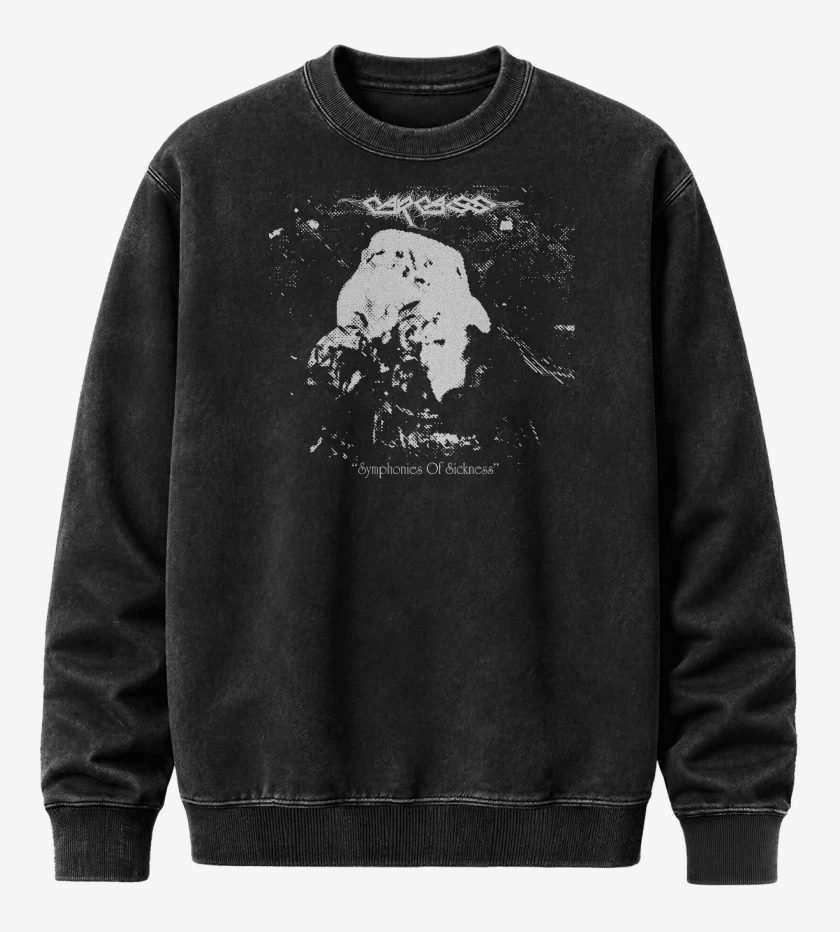 Poleron Polo Acid Wash Negro de Carcass Symphonies of Sickness
