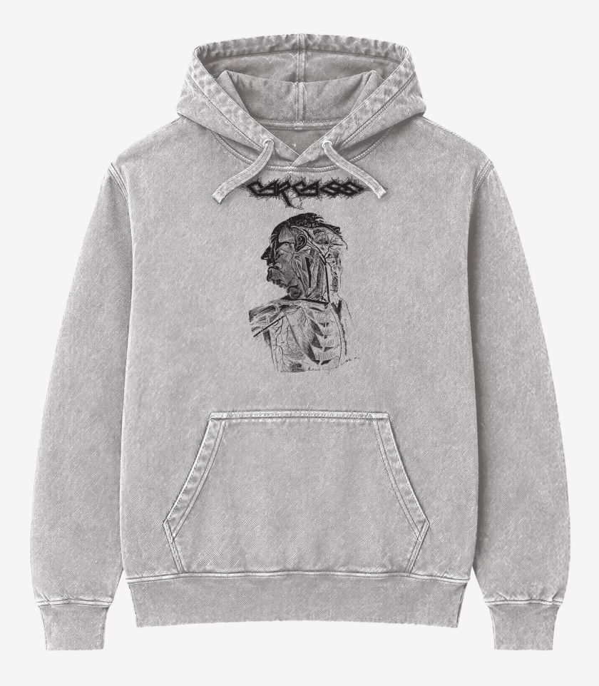 Poleron Canguro Acid Wash Gris Melange de Carcass