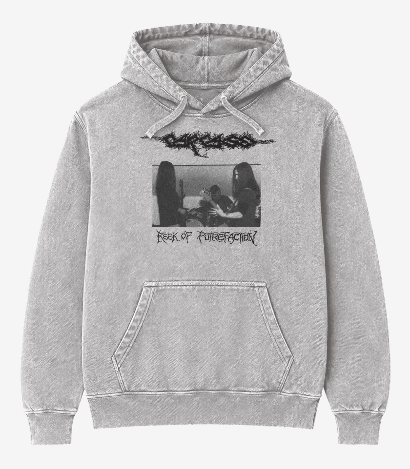 Poleron Canguro Acid Wash Gris Melange de Carcass Reek 