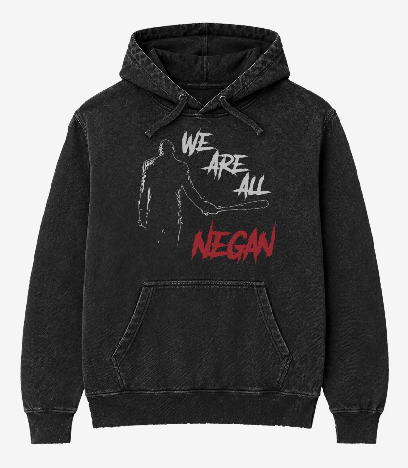 Poleron Canguro Acid Wash Negro de We are all Negan