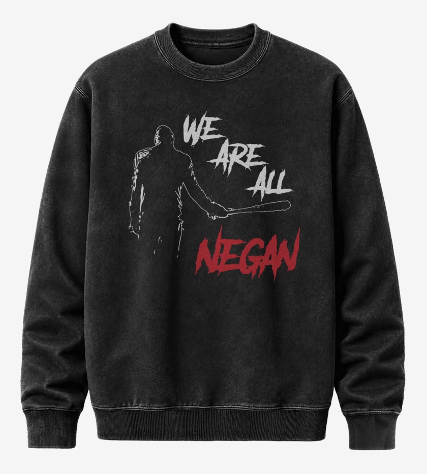 Poleron Polo Acid Wash Negro de We are all Negan