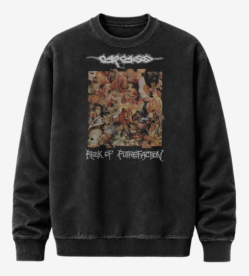 Poleron Polo Acid Wash Negro de Carcass Reek of Putrification 
