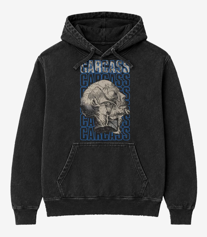 Poleron Canguro Acid Wash Negro de Carcass Logo