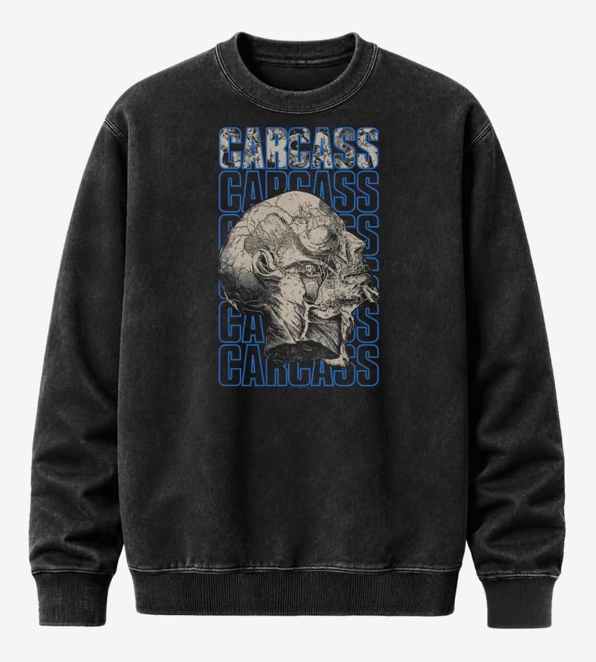 Poleron Polo Acid Wash Negro de Carcass Logo