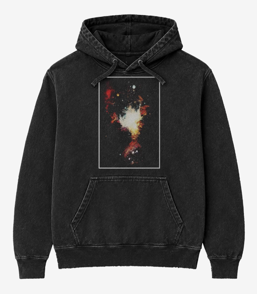 Poleron Canguro Acid Wash Negro de Super nova
