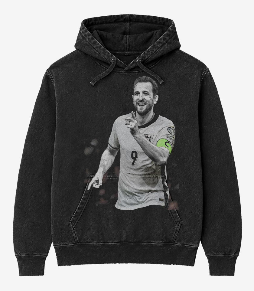 Poleron Canguro Acid Wash Negro de Harry Kane Inglaterra