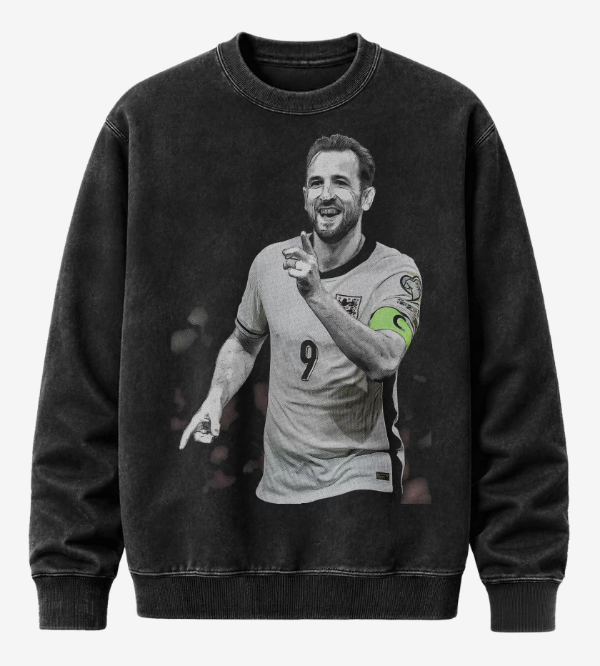 Poleron Polo Acid Wash Negro de Harry Kane Inglaterra