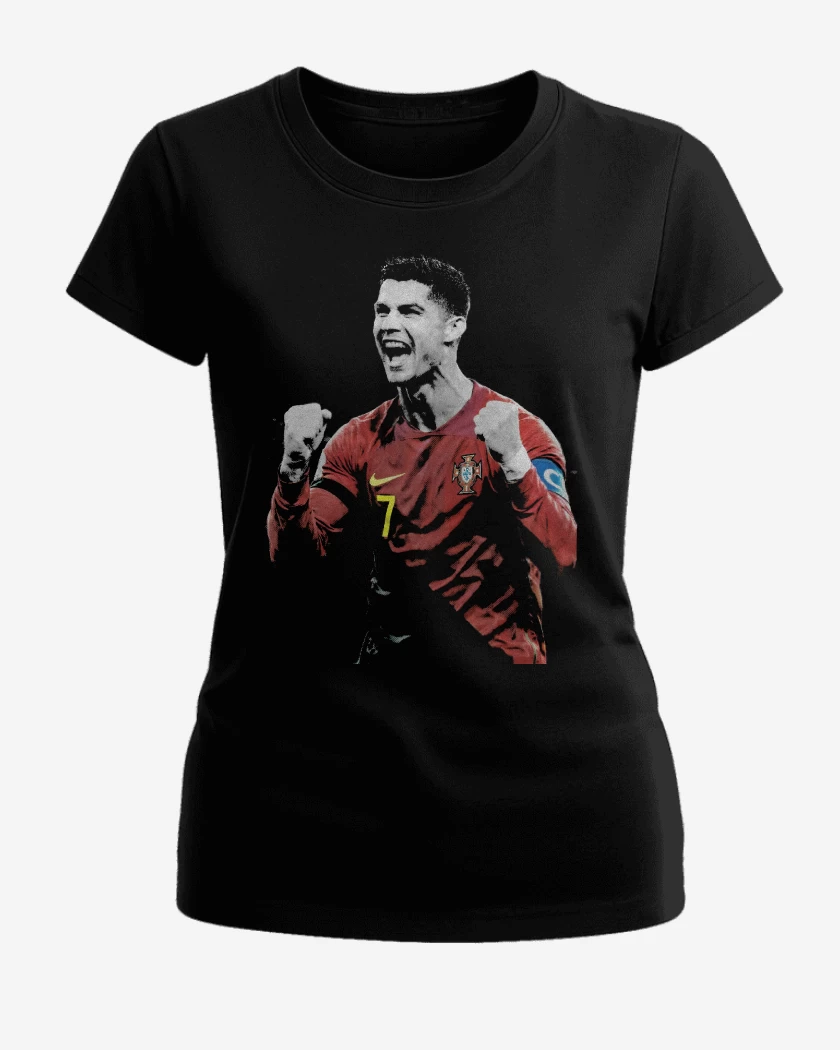 Polera de Mujer Negro de Cristiano Ronaldo Portugal