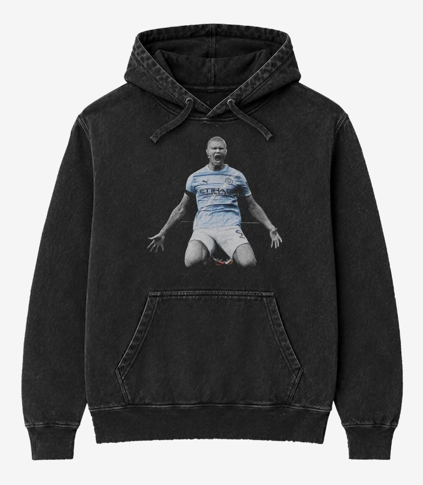 Poleron Canguro Acid Wash Erling Haaland Man City