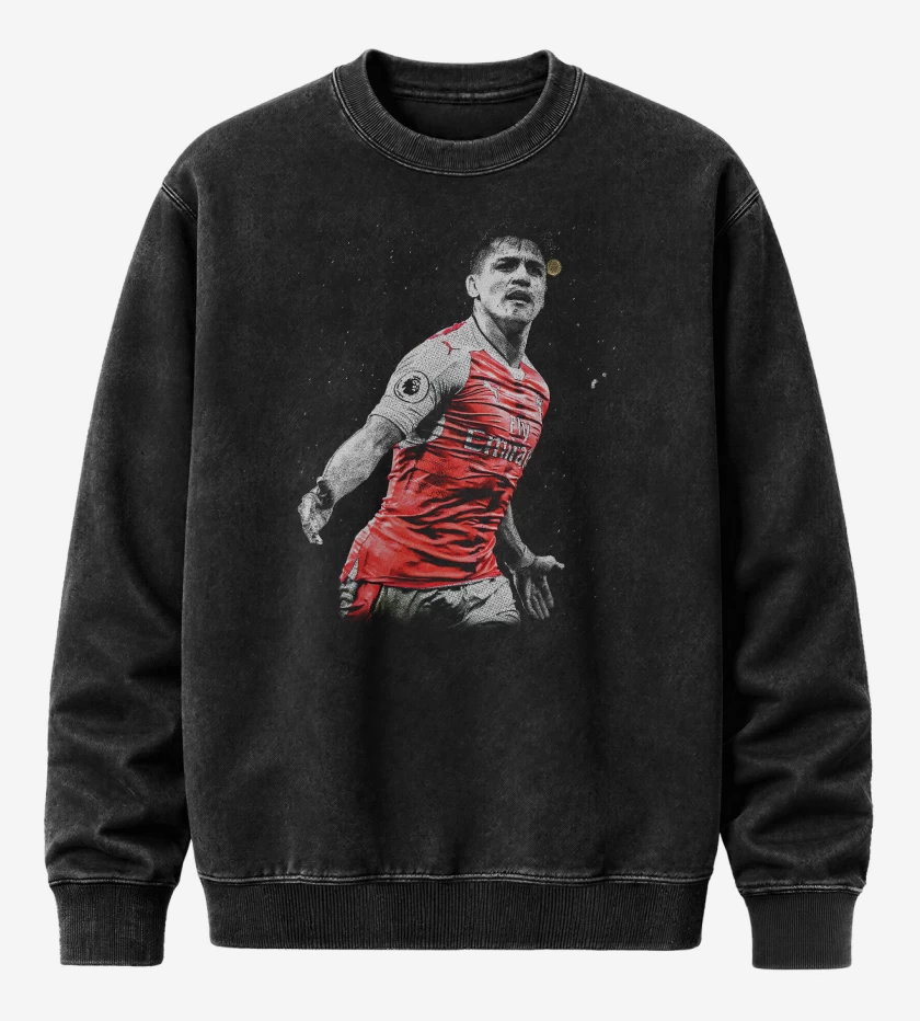 Poleron Polo Acid Wash Negro de Alexis Sanchez Arsenal