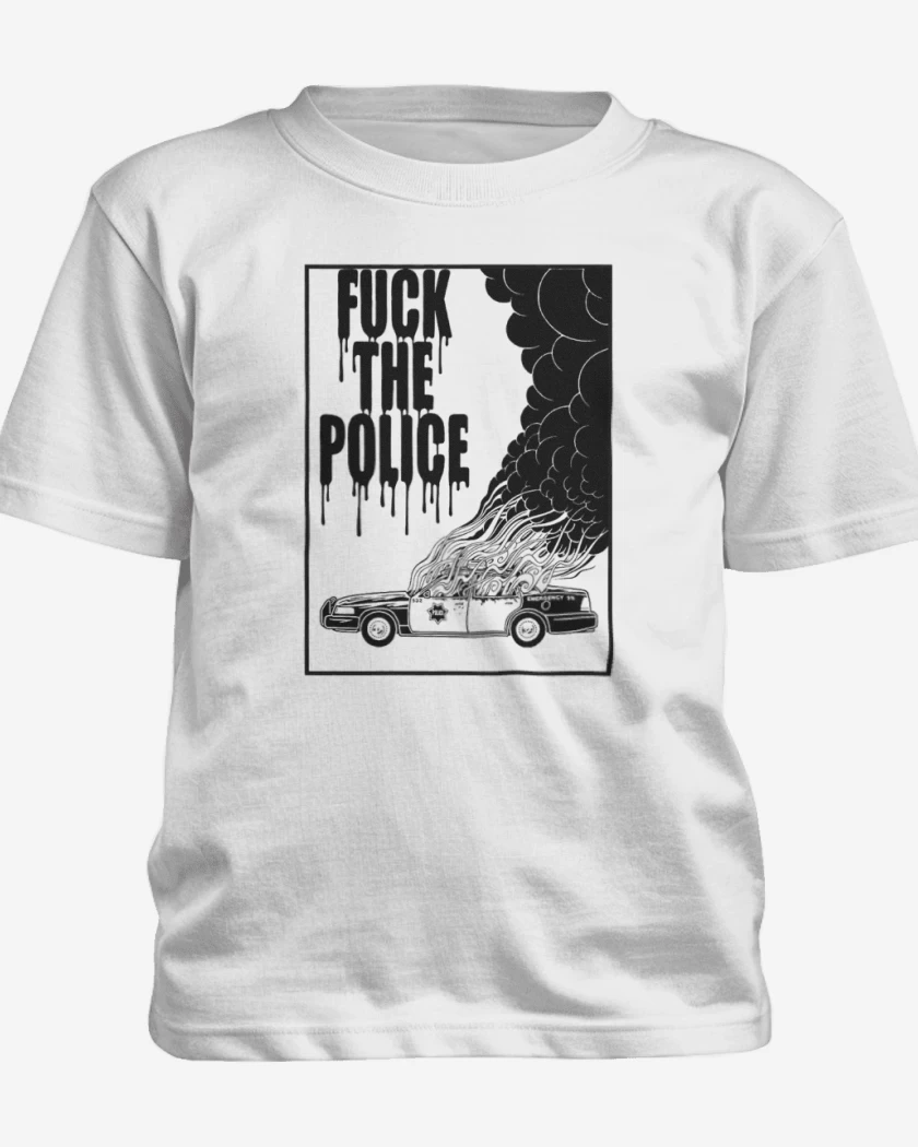 Polera de niño Blanco de Fuck the police