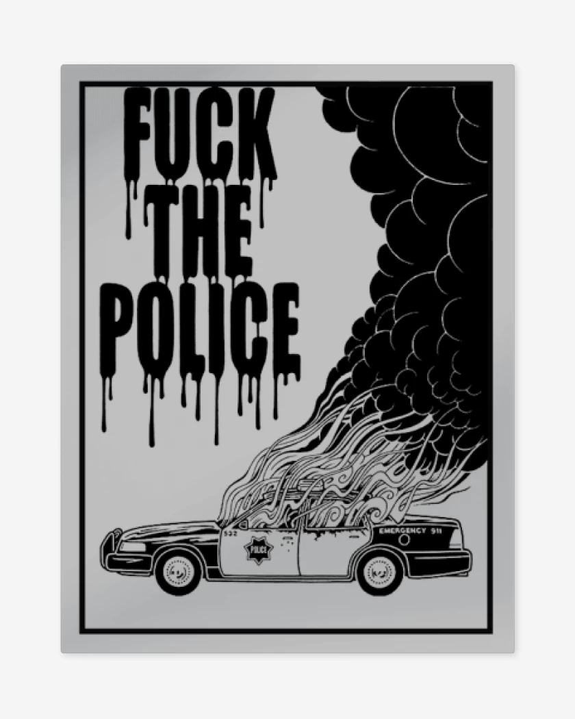 Print metalico Gris Melange de Fuck the police