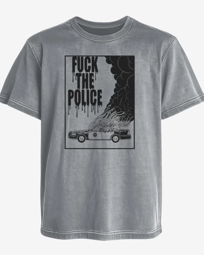 Polera desgastada Gris Melange de Fuck the police