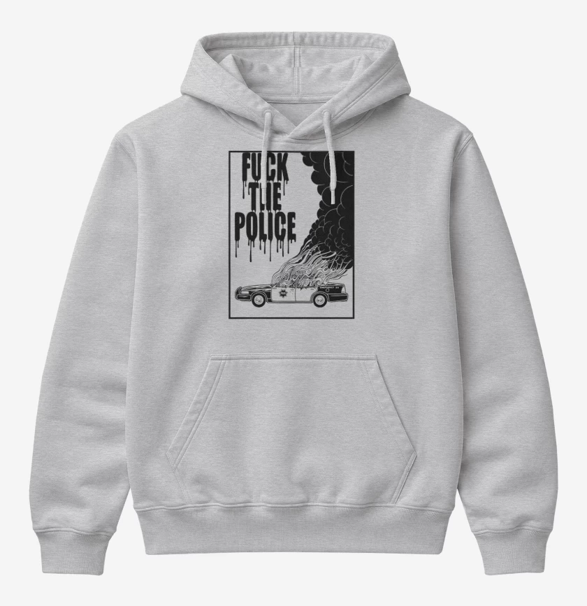 Poleron Canguro básico Gris Melange de Fuck the police