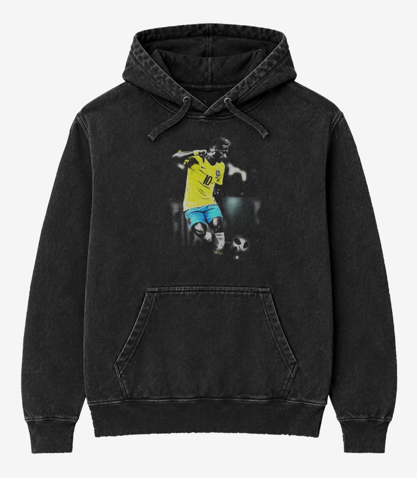 Poleron Canguro Acid Wash Negro de Neymar JR Brasil 