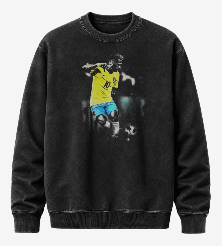 Poleron Polo Acid Wash Negro de Neymar JR Brasil 