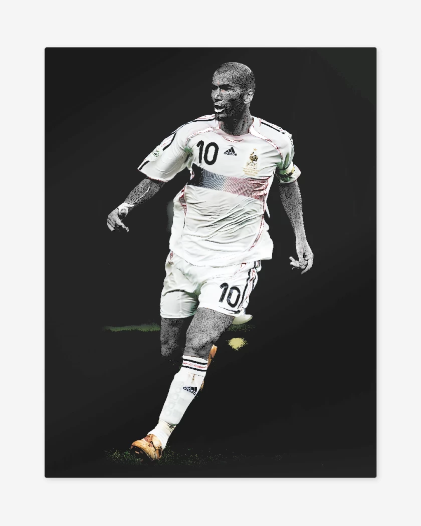 Print metalico Negro de Zidane Francia