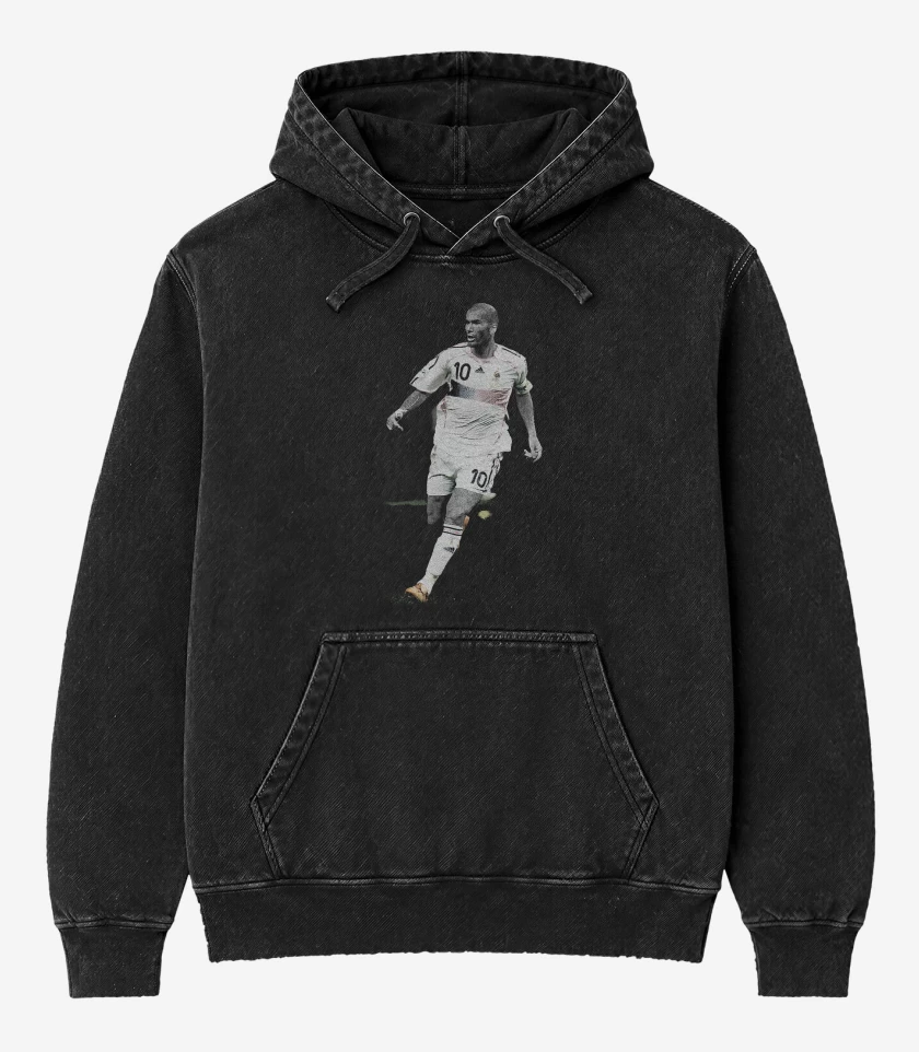 Poleron Canguro Acid Wash Negro de Zidane Francia